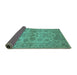 Sideview of Oriental Turquoise Industrial Rug, urb3170turq