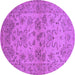 Round Machine Washable Oriental Purple Industrial Area Rugs, wshurb3170pur