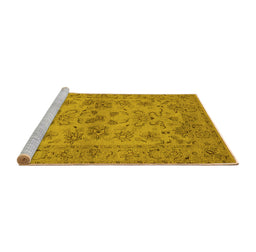 Sideview of Machine Washable Oriental Yellow Industrial Rug, wshurb3170yw