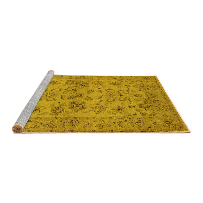 Sideview of Machine Washable Oriental Yellow Industrial Rug, wshurb3170yw