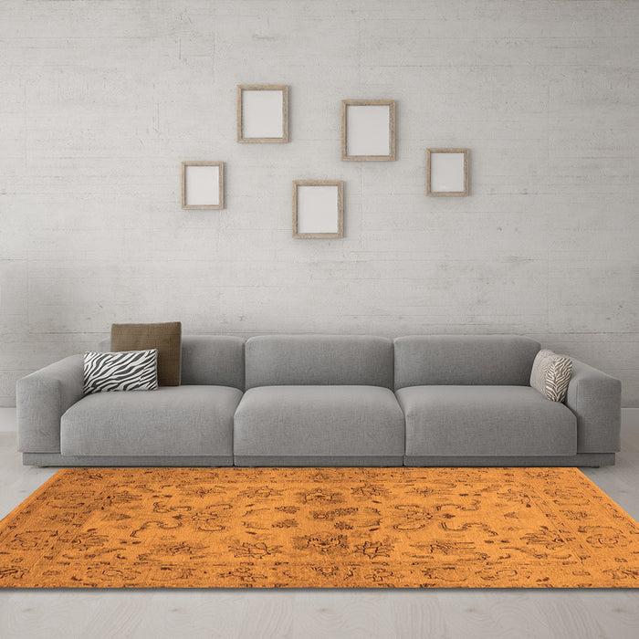 Machine Washable Oriental Orange Industrial Area Rugs in a Living Room, wshurb3170org