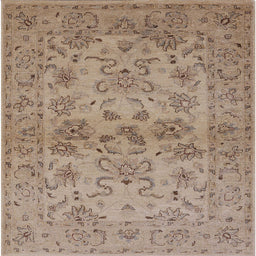Square Mid-Century Modern Camel Brown Oriental Rug, urb3170