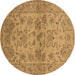 Round Oriental Brown Industrial Rug, urb3170brn