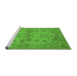 Sideview of Machine Washable Oriental Green Industrial Area Rugs, wshurb3170grn