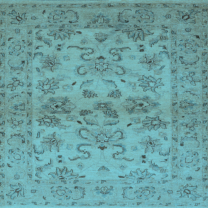 Square Machine Washable Oriental Light Blue Industrial Rug, wshurb3170lblu