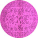 Round Machine Washable Oriental Pink Industrial Rug, wshurb3170pnk