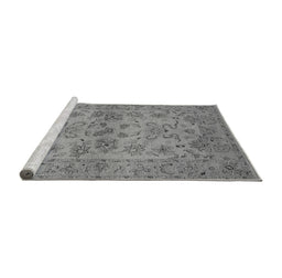 Sideview of Machine Washable Oriental Gray Industrial Rug, wshurb3170gry