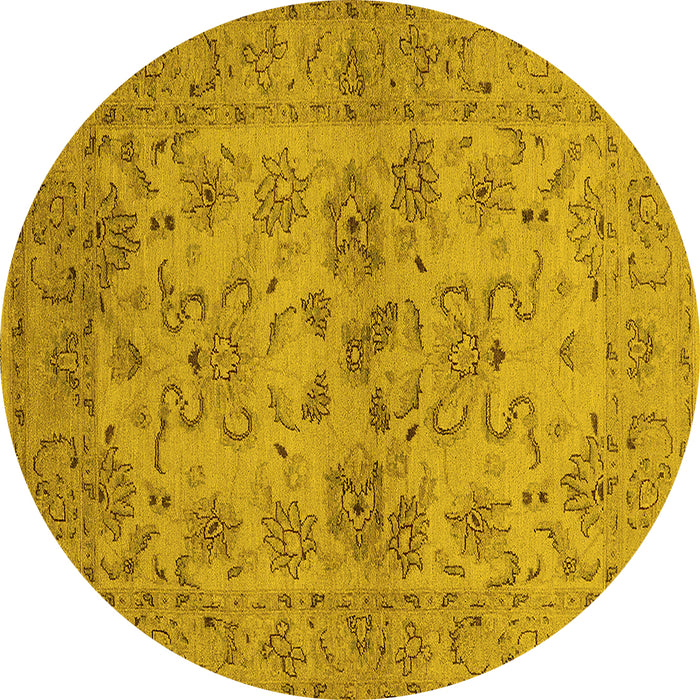 Round Oriental Yellow Industrial Rug, urb3170yw