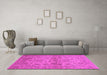 Machine Washable Oriental Pink Industrial Rug in a Living Room, wshurb3170pnk