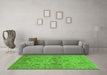 Machine Washable Oriental Green Industrial Area Rugs in a Living Room,, wshurb3170grn