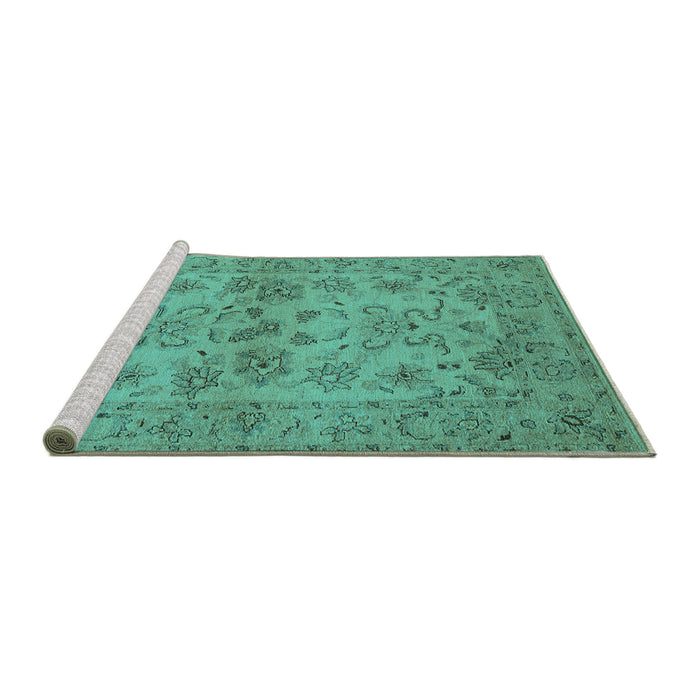 Sideview of Machine Washable Oriental Turquoise Industrial Area Rugs, wshurb3170turq