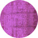 Round Oriental Purple Industrial Rug, urb3171pur