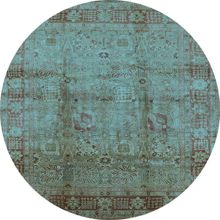 Round Oriental Light Blue Industrial Rug, urb3171lblu