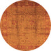 Round Oriental Orange Industrial Rug, urb3171org