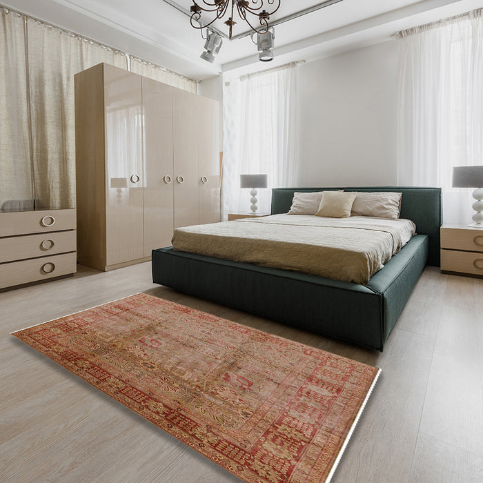 Machine Washable Industrial Modern Mahogany Brown Rug in a Bedroom, wshurb3171