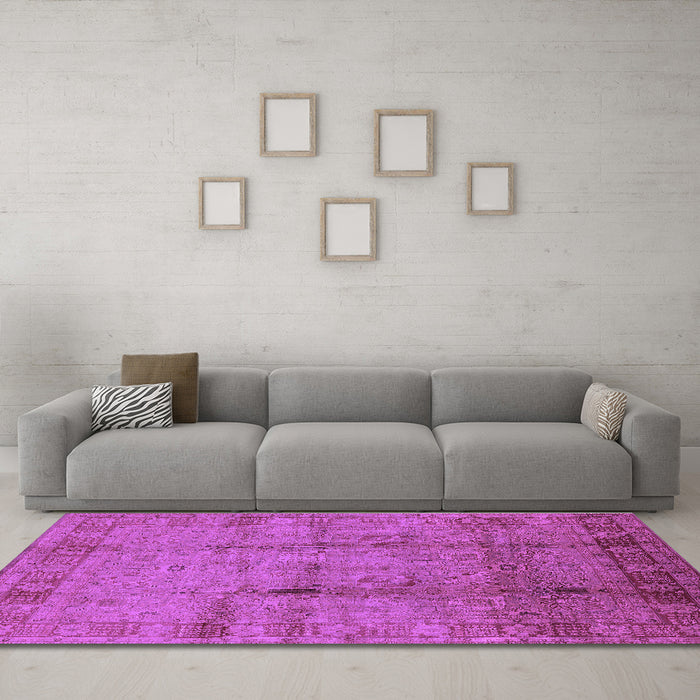 Machine Washable Oriental Purple Industrial Area Rugs in a Living Room, wshurb3171pur