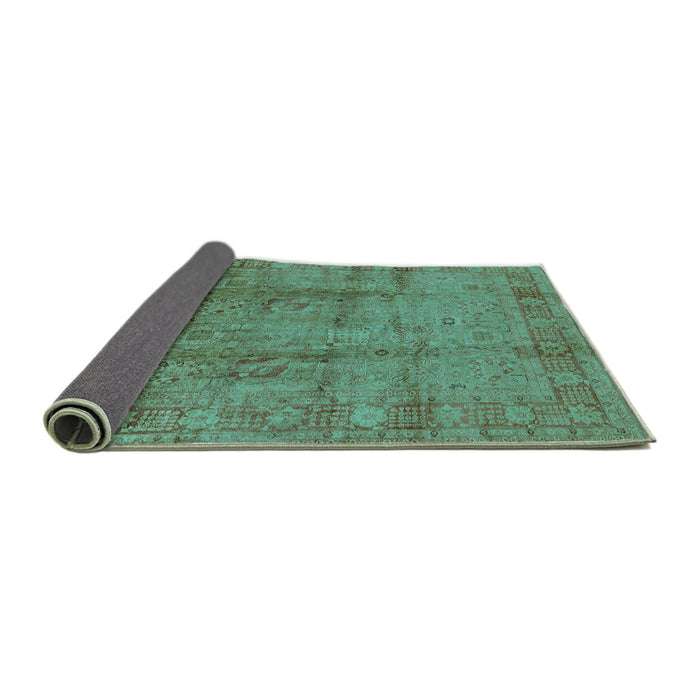 Sideview of Oriental Turquoise Industrial Rug, urb3171turq