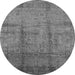 Round Oriental Gray Industrial Rug, urb3171gry