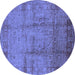 Round Oriental Blue Industrial Rug, urb3171blu