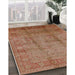 Mid-Century Modern Mahogany Brown Oriental Rug in Family Room, urb3171