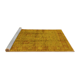 Sideview of Machine Washable Oriental Yellow Industrial Rug, wshurb3171yw