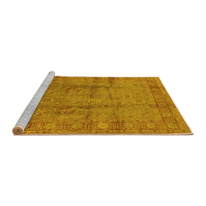 Sideview of Machine Washable Oriental Yellow Industrial Rug, wshurb3171yw