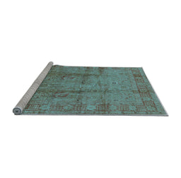 Sideview of Machine Washable Oriental Light Blue Industrial Rug, wshurb3171lblu