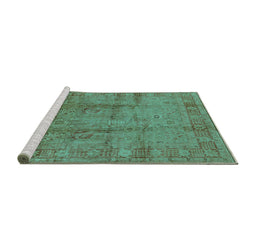 Sideview of Machine Washable Oriental Turquoise Industrial Area Rugs, wshurb3171turq