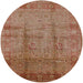 Round Mid-Century Modern Mahogany Brown Oriental Rug, urb3171