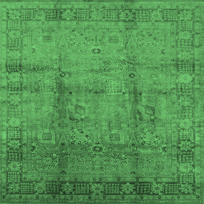 Square Machine Washable Oriental Emerald Green Industrial Area Rugs, wshurb3171emgrn