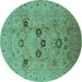 Round Oriental Turquoise Industrial Rug, urb3172turq