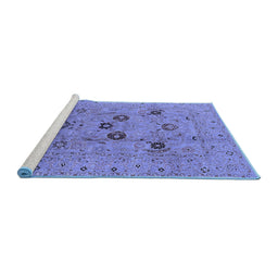 Sideview of Machine Washable Oriental Blue Industrial Rug, wshurb3172blu