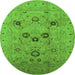 Round Oriental Green Industrial Rug, urb3172grn