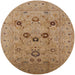 Round Mid-Century Modern Brown Sand Brown Oriental Rug, urb3172