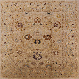Square Mid-Century Modern Brown Sand Brown Oriental Rug, urb3172