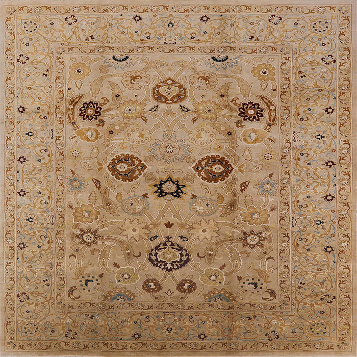 Square Mid-Century Modern Brown Sand Brown Oriental Rug, urb3172