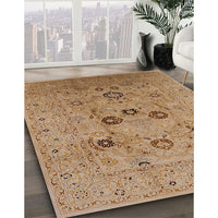 Mid-Century Modern Brown Sand Brown Oriental Rug, urb3172