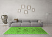 Machine Washable Oriental Green Industrial Area Rugs in a Living Room,, wshurb3172grn