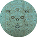 Round Oriental Light Blue Industrial Rug, urb3172lblu