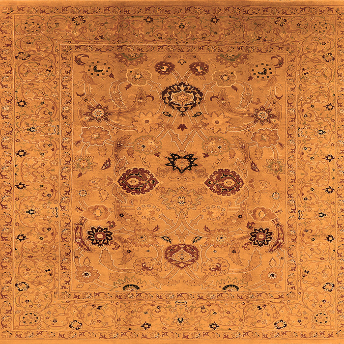 Square Machine Washable Oriental Orange Industrial Area Rugs, wshurb3172org