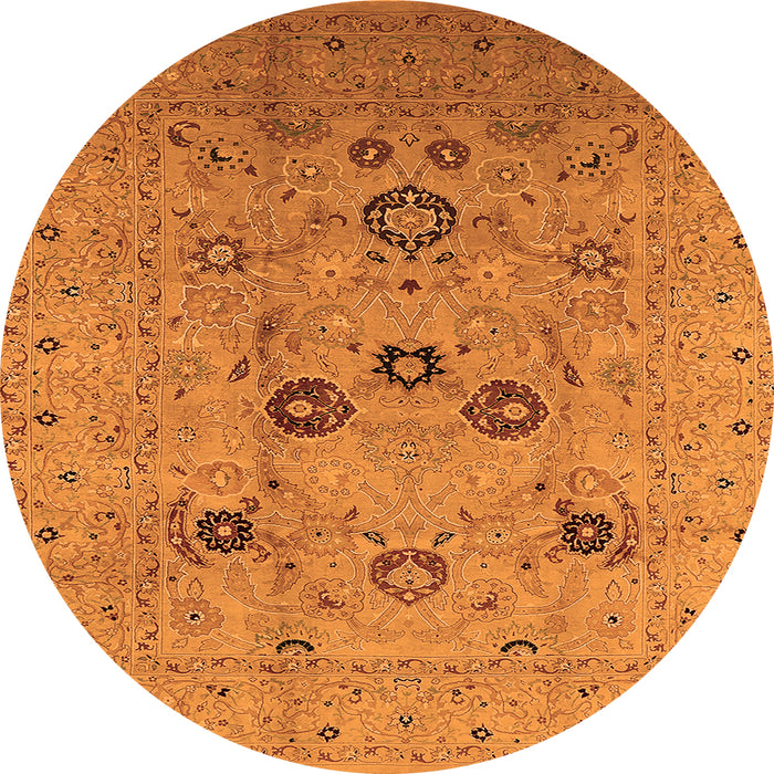 Round Oriental Orange Industrial Rug, urb3172org