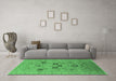 Machine Washable Oriental Emerald Green Industrial Area Rugs in a Living Room,, wshurb3172emgrn