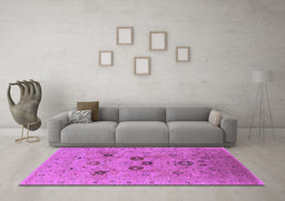 Machine Washable Oriental Purple Industrial Area Rugs in a Living Room, wshurb3172pur