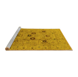 Sideview of Machine Washable Oriental Yellow Industrial Rug, wshurb3172yw