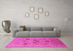 Machine Washable Oriental Pink Industrial Rug in a Living Room, wshurb3172pnk