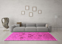 Machine Washable Oriental Pink Industrial Rug, wshurb3172pnk