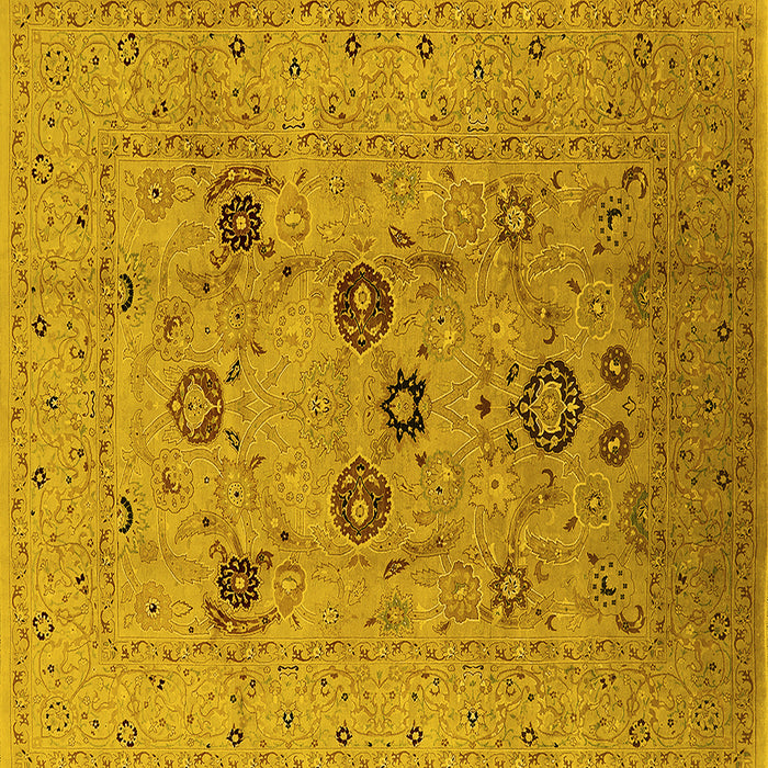 Square Machine Washable Oriental Yellow Industrial Rug, wshurb3172yw