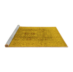 Sideview of Machine Washable Oriental Yellow Industrial Rug, wshurb3173yw