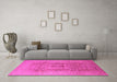 Machine Washable Oriental Pink Industrial Rug in a Living Room, wshurb3173pnk