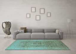 Machine Washable Oriental Light Blue Industrial Rug in a Living Room, wshurb3173lblu